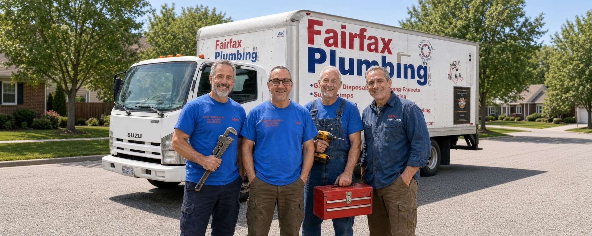 Fairfax Plumbing crew in front of their service truck