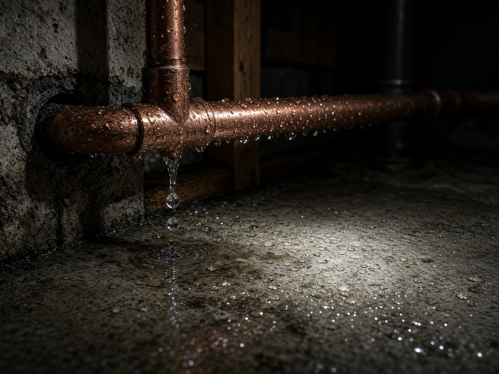 Leaking copper water pipe